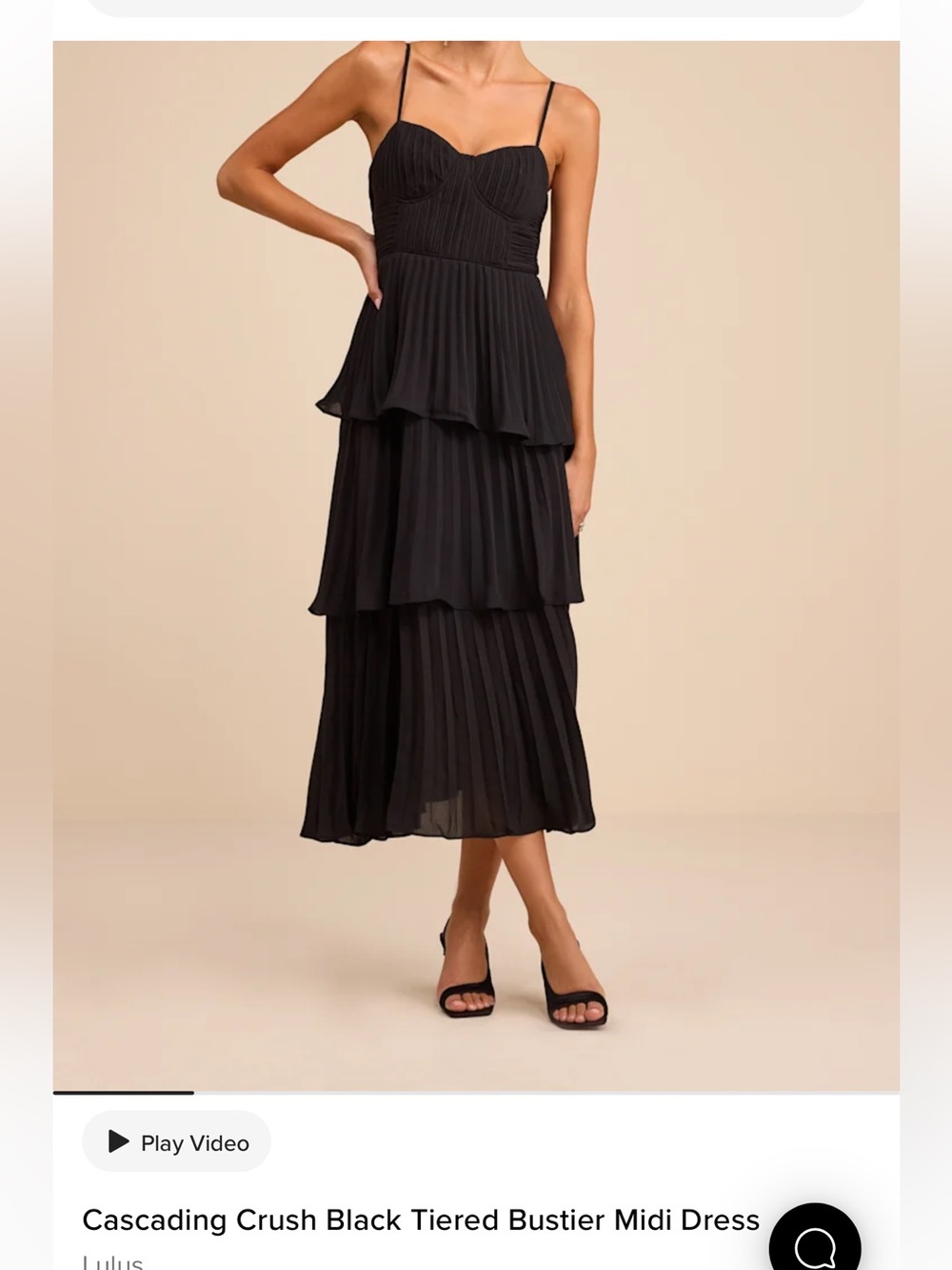LuLus cascading crush black tiered bustier dress